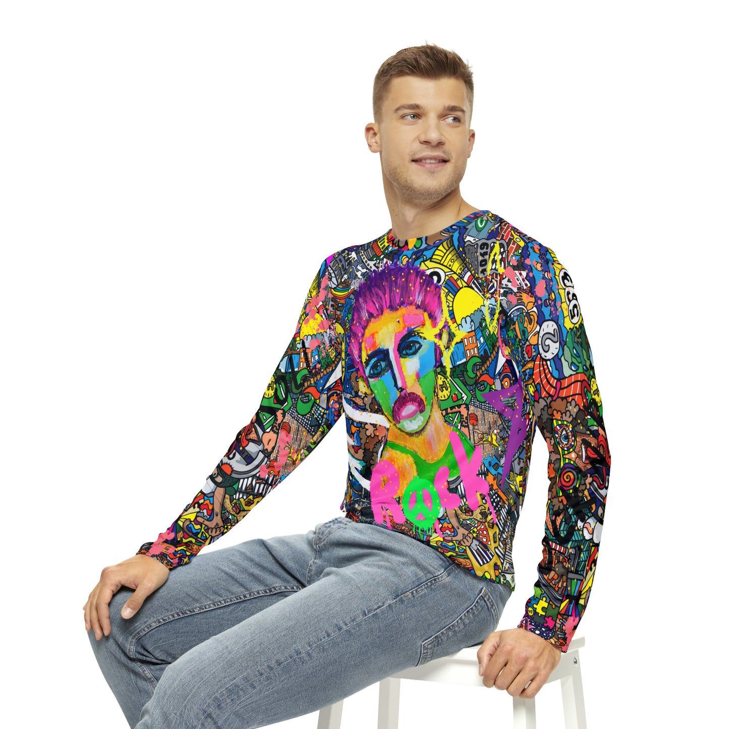 Rock It Freddy Long Sleeve Unisex Allover Tee