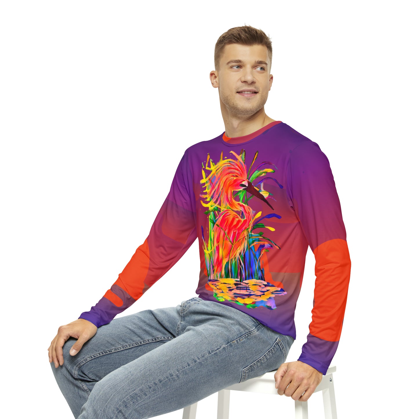 Magic Egret Long Sleeve Allover Unisex Tee