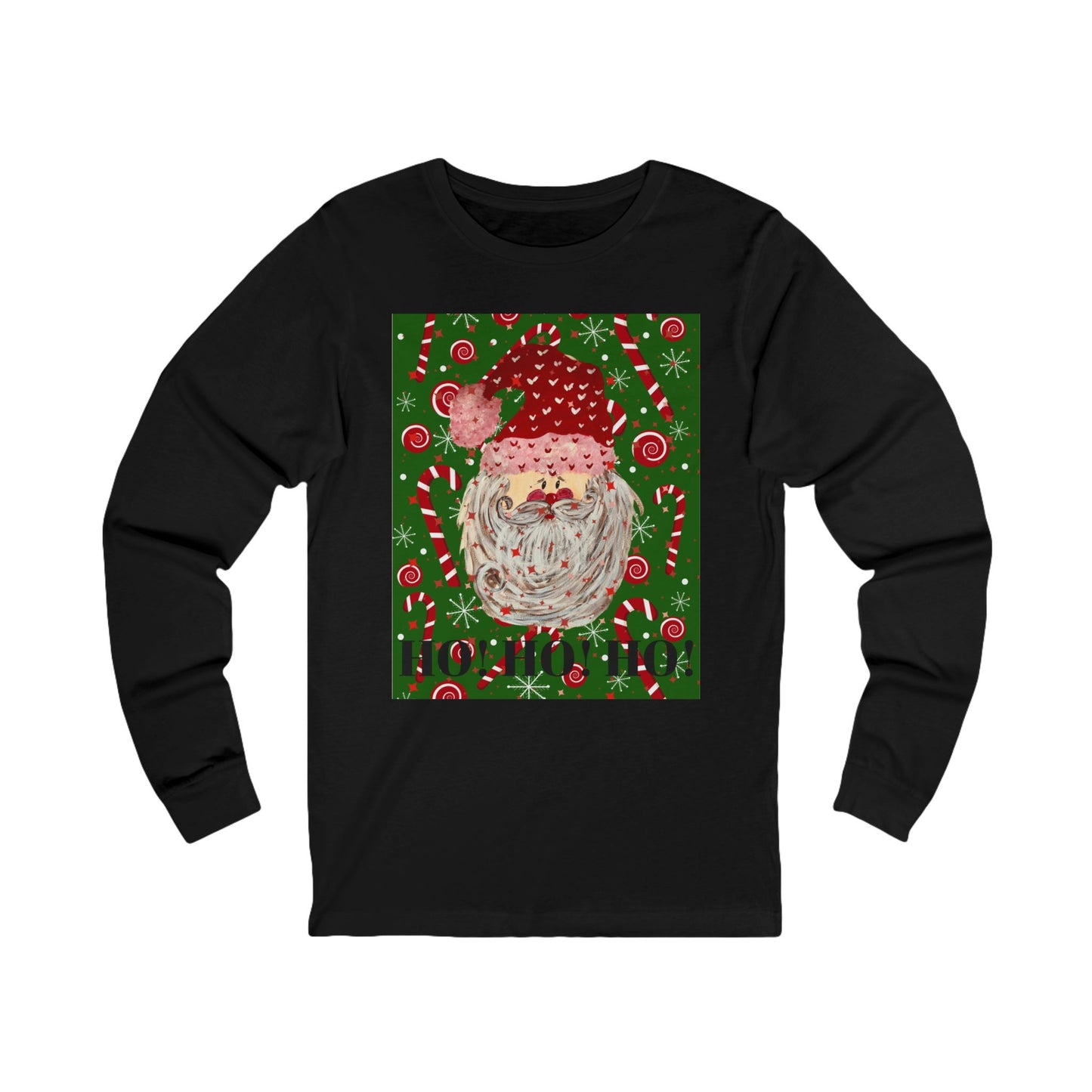 Ho Ho Ho Christmas Design Long Sleeve Tee