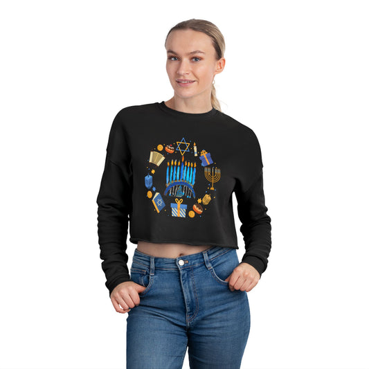 Cropped Sweatshirt Happy Hanukkah Women's