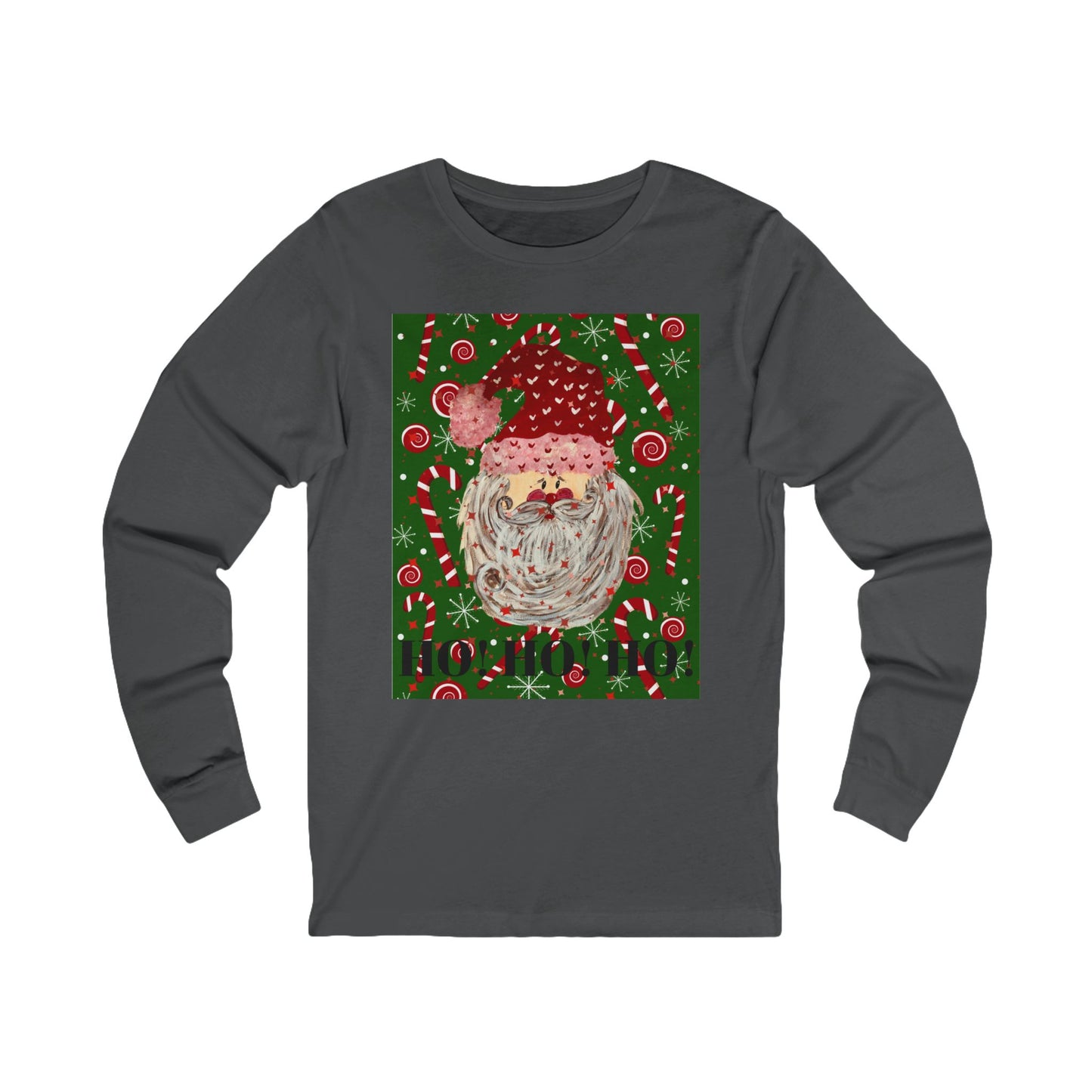 Ho Ho Ho Christmas Design Long Sleeve Tee