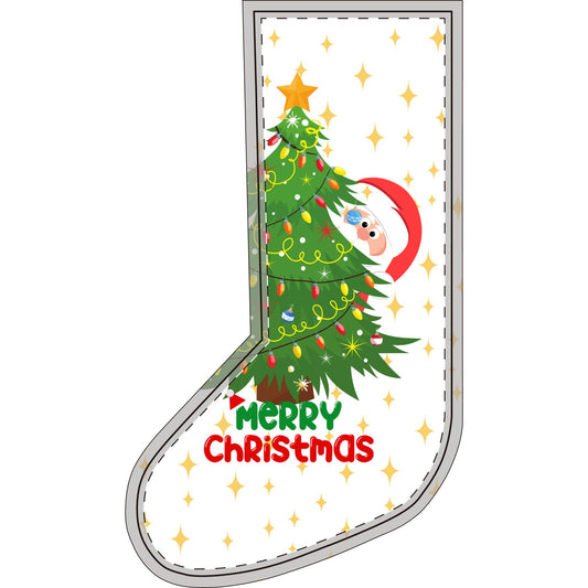 Flannel Christmas Stocking with Santa Visiting