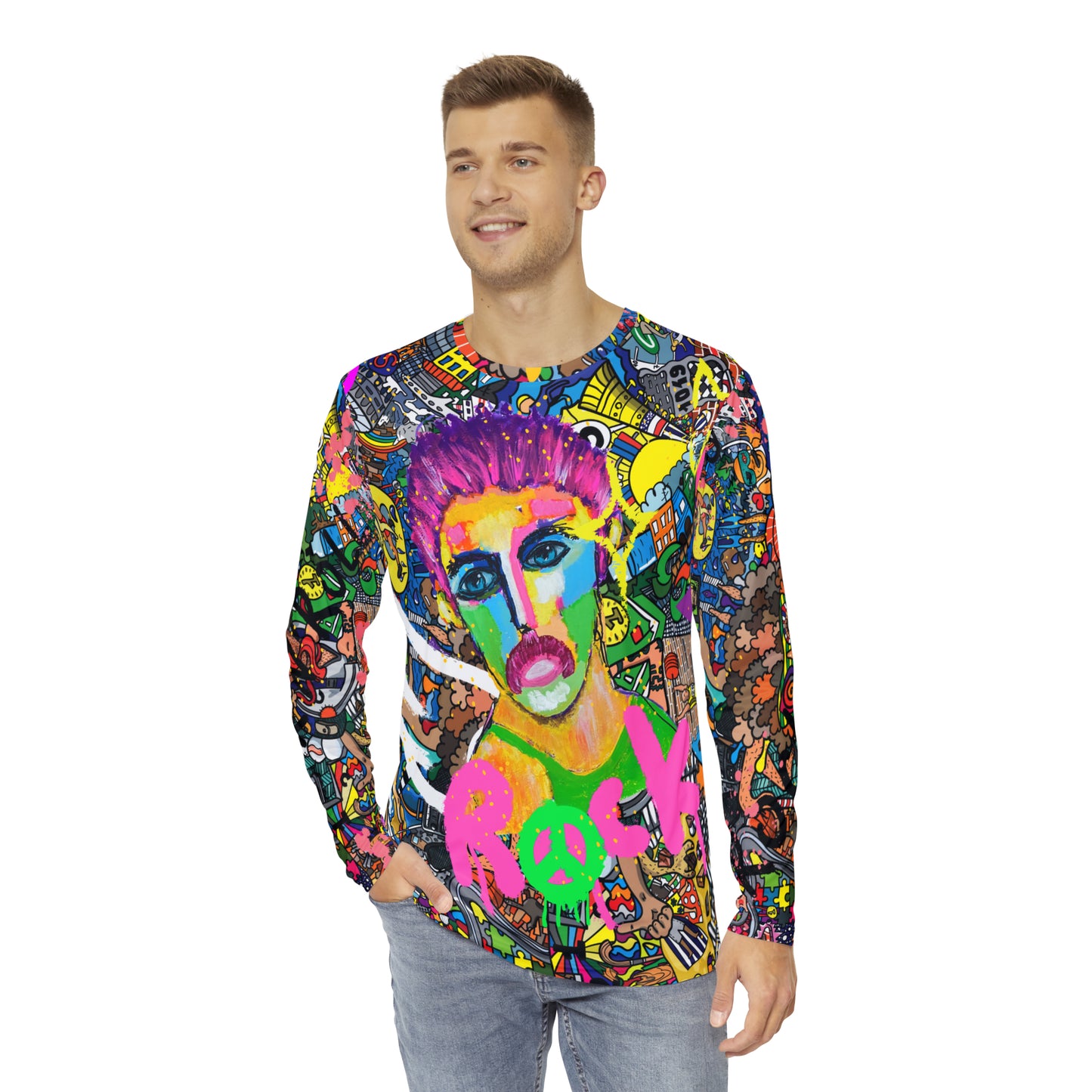 Rock It Freddy Long Sleeve Unisex Allover Tee