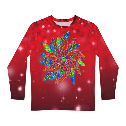 Christmas Poinsettia Long Sleeve Allover Unisex tee