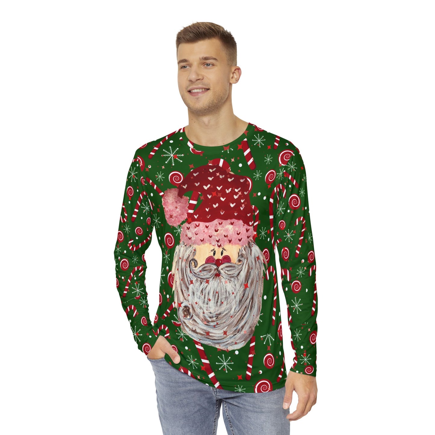 HO HO HO Christmas Design Allover Long Sleeve Shirt