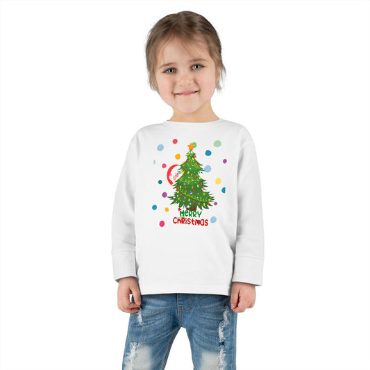 Merry Christmas Holiday Tee- Toddler Long Sleeve Tee