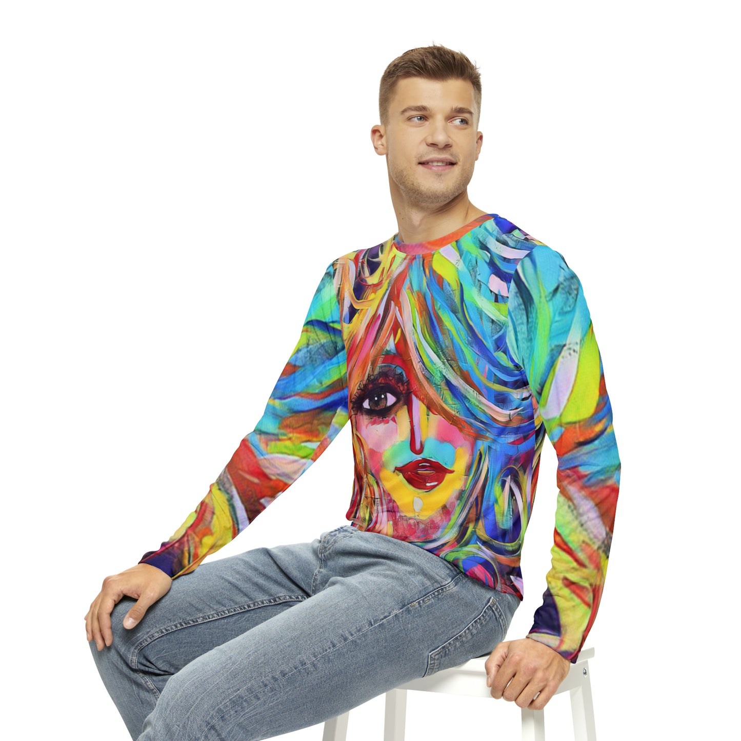 Color Me Happy Long Sleeve All-Over Tee