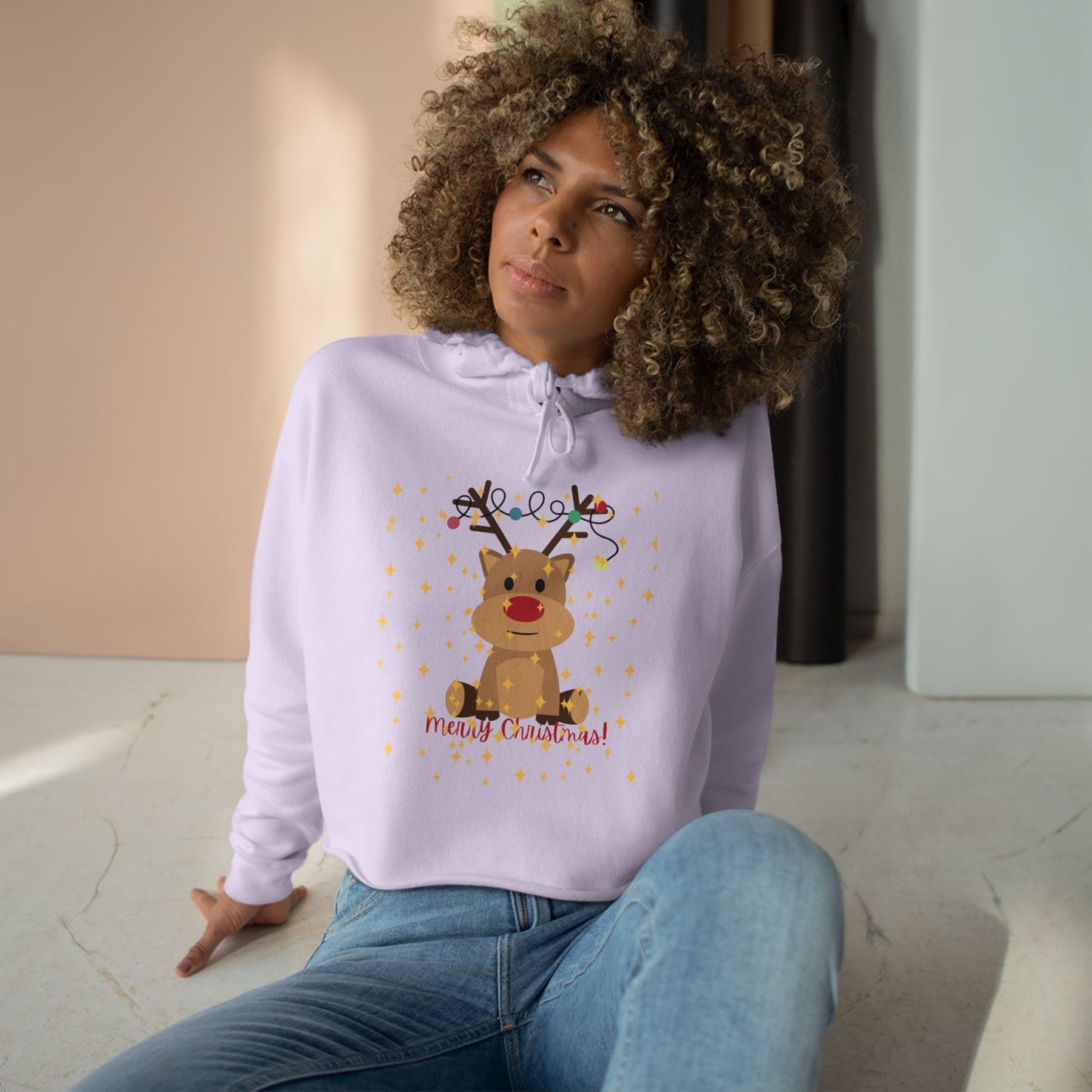 Rudolf Crop Hoodie - Festive Holiday Cheer