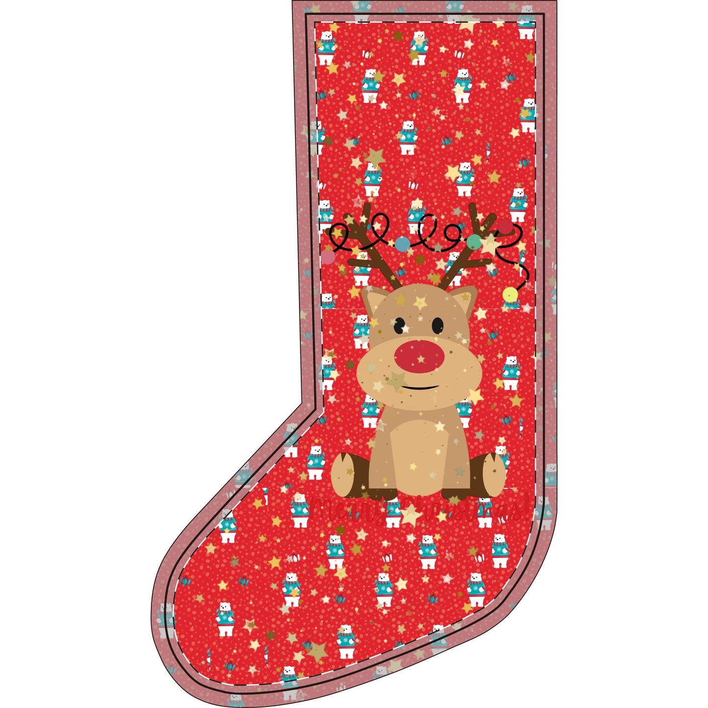 Flannel Stocking - Merry Christmas Design